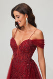 Schulterfrei A-Linie Tüll Abendkleid Ballkleid Partykleid