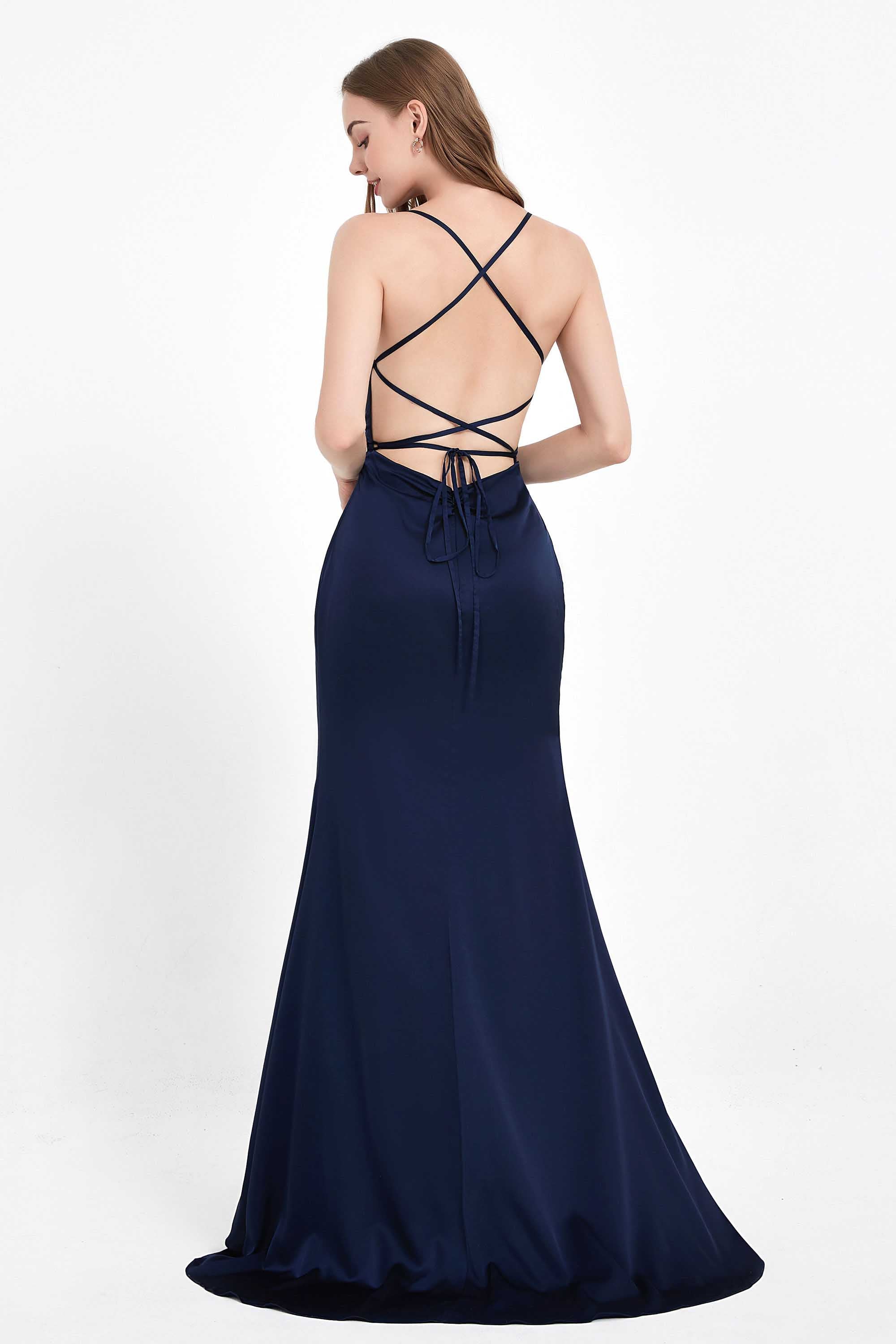 Schnürung auf der Rückseite mit Schlitz, lang, elegant, formelles Abendkleid, Abschlussball, Partykleid