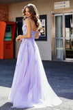 Spaghetti Straps Applique Empire Waist A-Line Tulle Maxi Prom Party Dress Formal Evening Gowns