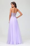Sweetheart Bodice Applique A-Line Tulle Floor-Length Prom Party Dress Evening Ball Gowns