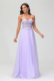 Sweetheart Bodice Applique A-Line Tulle Floor-Length Prom Party Dress Evening Ball Gowns