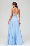 Applikationen A-Linie Durchsichtiges Chiffon Bodenlanges formelles Abendkleid Abschlussball Party Ballkleider