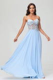 Applikationen A-Linie Durchsichtiges Chiffon Bodenlanges formelles Abendkleid Abschlussball Party Ballkleider