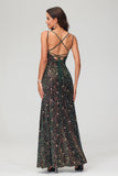 Elegantes Etuikleid mit doppelten Trägern, figurbetont, lang, mit Pailletten, formelles Abendkleid, Abschlussball, Partykleid