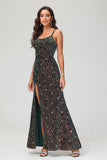 Elegantes Etuikleid mit doppelten Trägern, figurbetont, lang, mit Pailletten, formelles Abendkleid, Abschlussball, Partykleid
