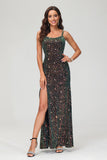 Elegantes Etuikleid mit doppelten Trägern, figurbetont, lang, mit Pailletten, formelles Abendkleid, Abschlussball, Partykleid