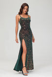 Elegantes Etuikleid mit doppelten Trägern, figurbetont, lang, mit Pailletten, formelles Abendkleid, Abschlussball, Partykleid