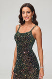 Elegantes Etuikleid mit doppelten Trägern, figurbetont, lang, mit Pailletten, formelles Abendkleid, Abschlussball, Partykleid