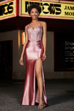Applikationen Durchsichtiges Satin Abendkleid Ball Party Kleider