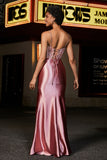 Applikationen Durchsichtiges Satin Abendkleid Ball Party Kleider