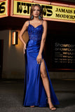 Applikationen Durchsichtiges Satin Abendkleid Ball Party Kleider