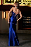 Applikationen Durchsichtiges Satin Abendkleid Ball Party Kleider