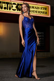 Applikationen Durchsichtiges Satin Abendkleid Ball Party Kleider
