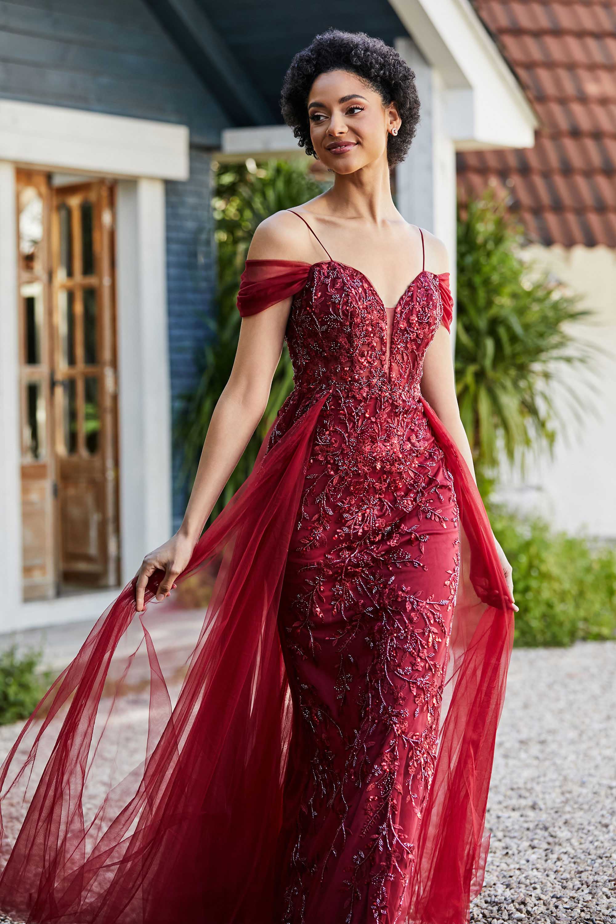 A-Linie Perlenapplikation Tüll Formales Abendkleid Abschlussball Partykleider