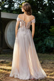 A-Linie Perlenapplikation Tüll Formales Abendkleid Abschlussball Partykleider