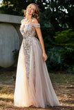 Schulterfrei A-Linie Tüll Abendkleid Ballkleid Partykleid
