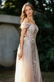 Schulterfrei A-Linie Tüll Abendkleid Ballkleid Partykleid
