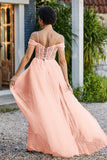 A-Linie Perlenapplikation Tüll Formales Abendkleid Abschlussball Partykleider