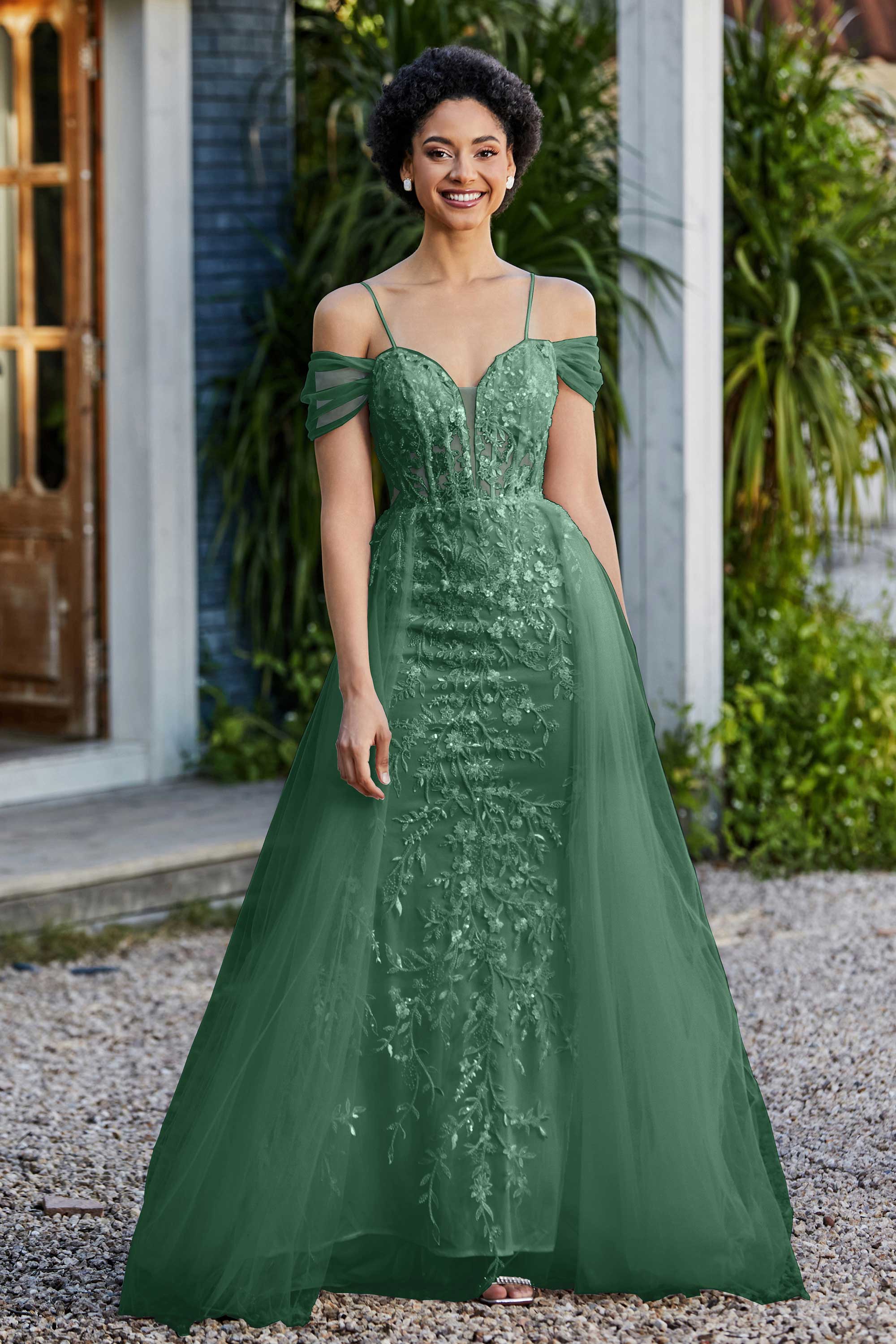 A-Linie Perlenapplikation Tüll Formales Abendkleid Abschlussball Partykleider