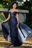 Schulterfrei A-Linie Tüll Abendkleid Ballkleid Partykleid