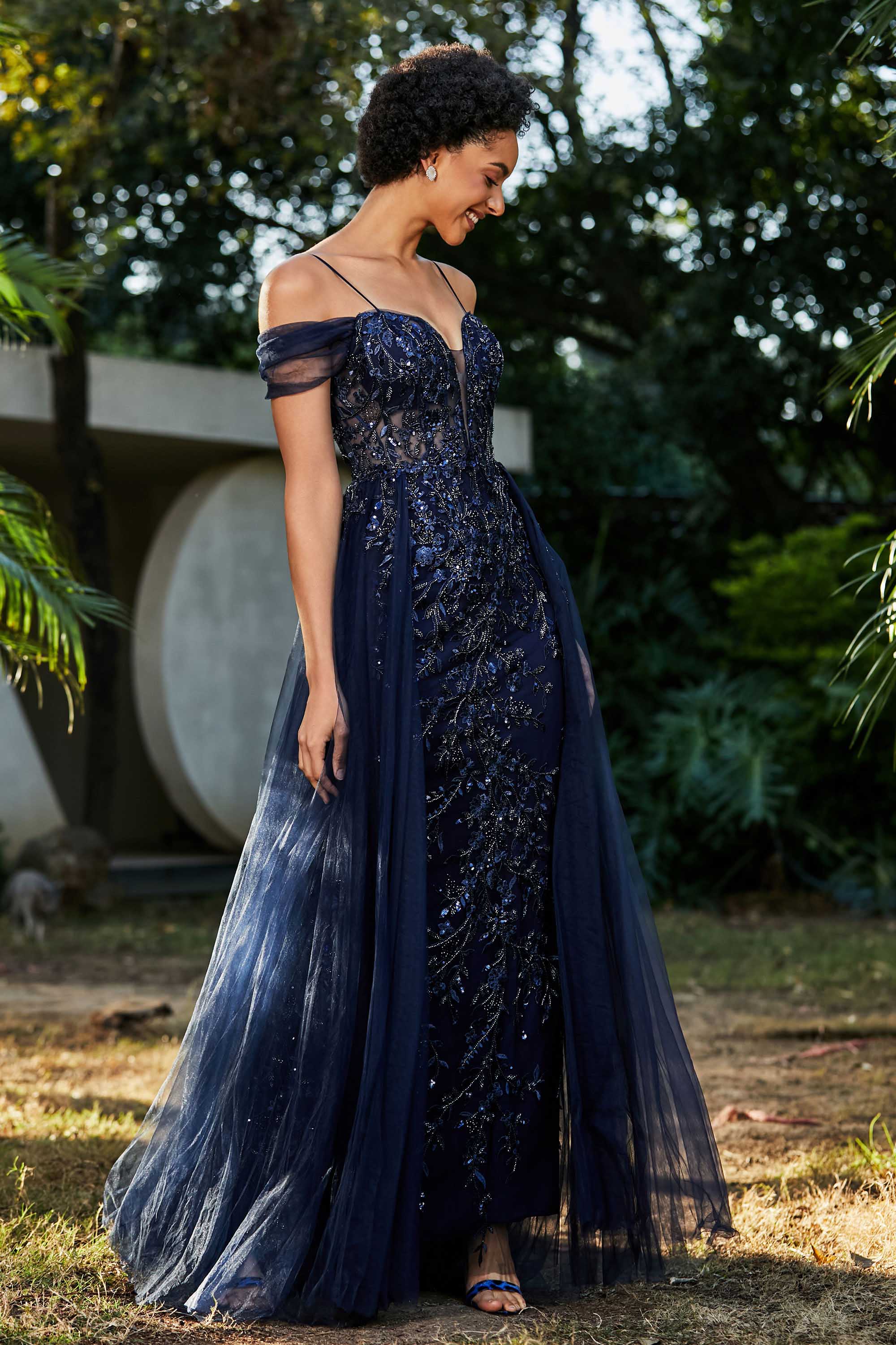 A-Linie Perlenapplikation Tüll Formales Abendkleid Abschlussball Partykleider