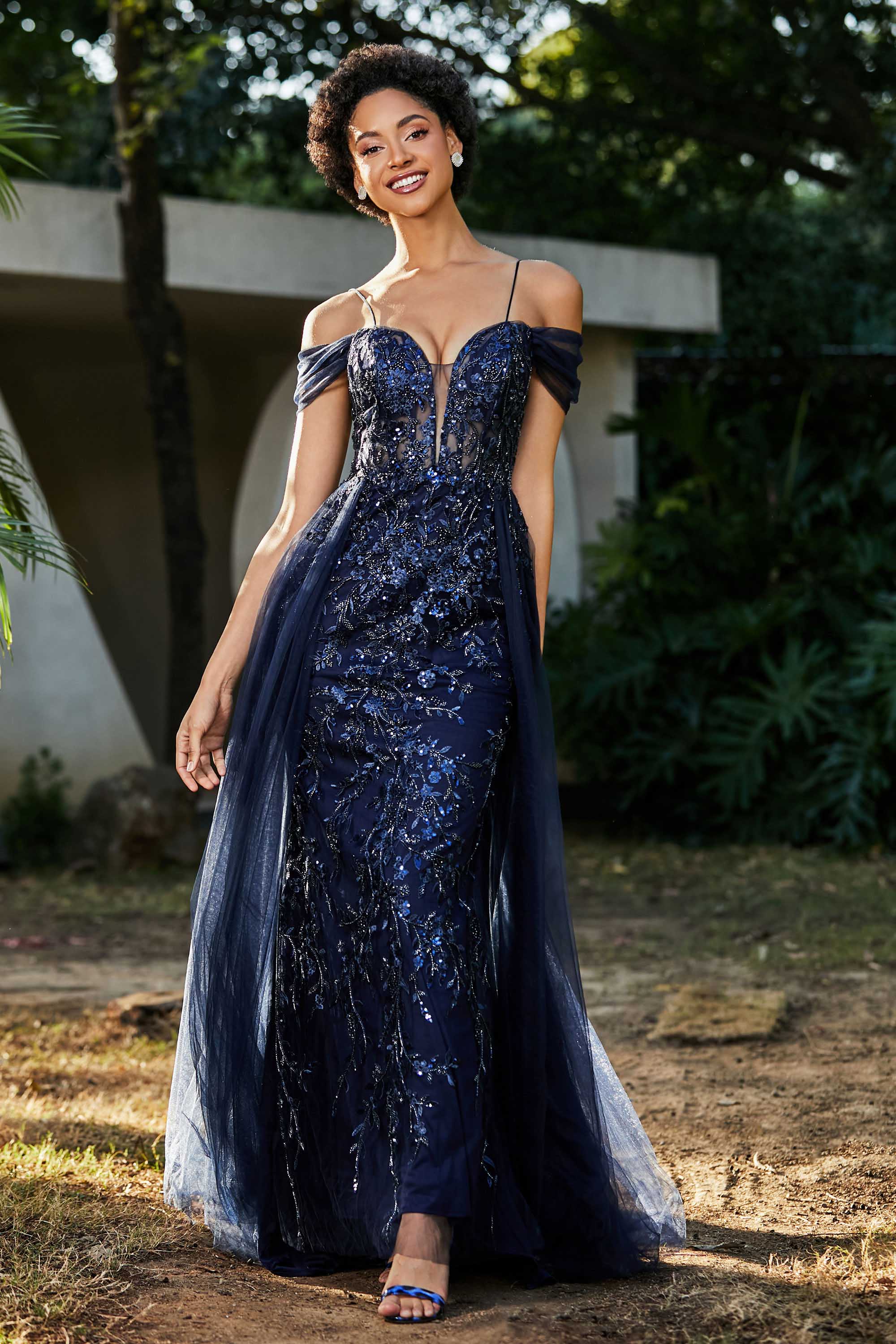 Schulterfrei A-Linie Tüll Abendkleid Ballkleid Partykleid