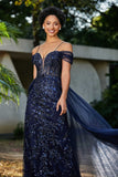 A-Linie Perlenapplikation Tüll Formales Abendkleid Abschlussball Partykleider