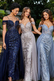 A-Linie Perlenapplikation Tüll Formales Abendkleid Abschlussball Partykleider