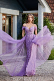 A-Linie Perlenapplikation Tüll Formales Abendkleid Abschlussball Partykleider