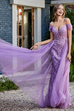 A-Linie Perlenapplikation Tüll Formales Abendkleid Abschlussball Partykleider