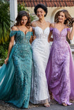 A-Linie Perlenapplikation Tüll Formales Abendkleid Abschlussball Partykleider