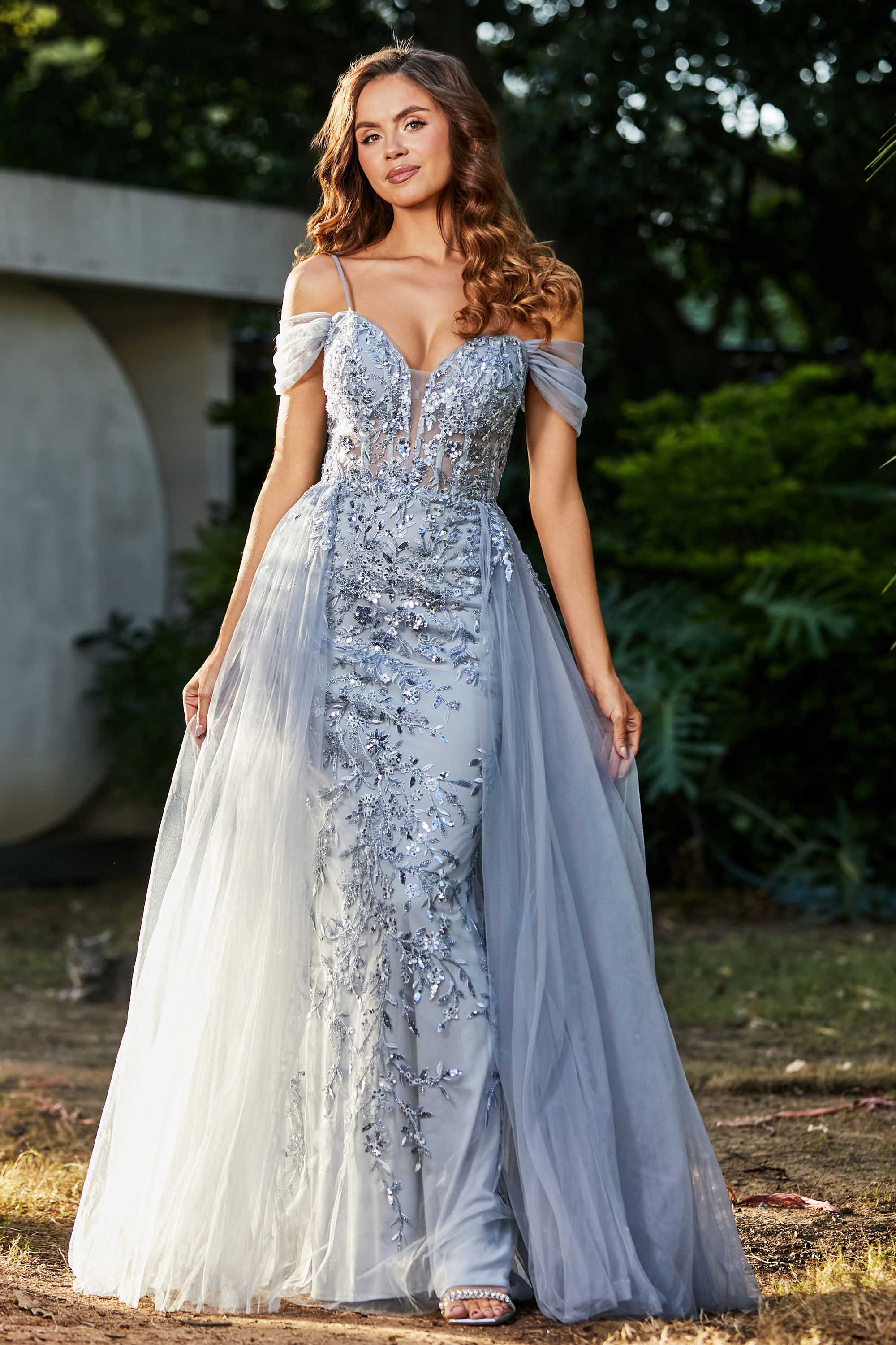 A-Linie Perlenapplikation Tüll Formales Abendkleid Abschlussball Partykleider
