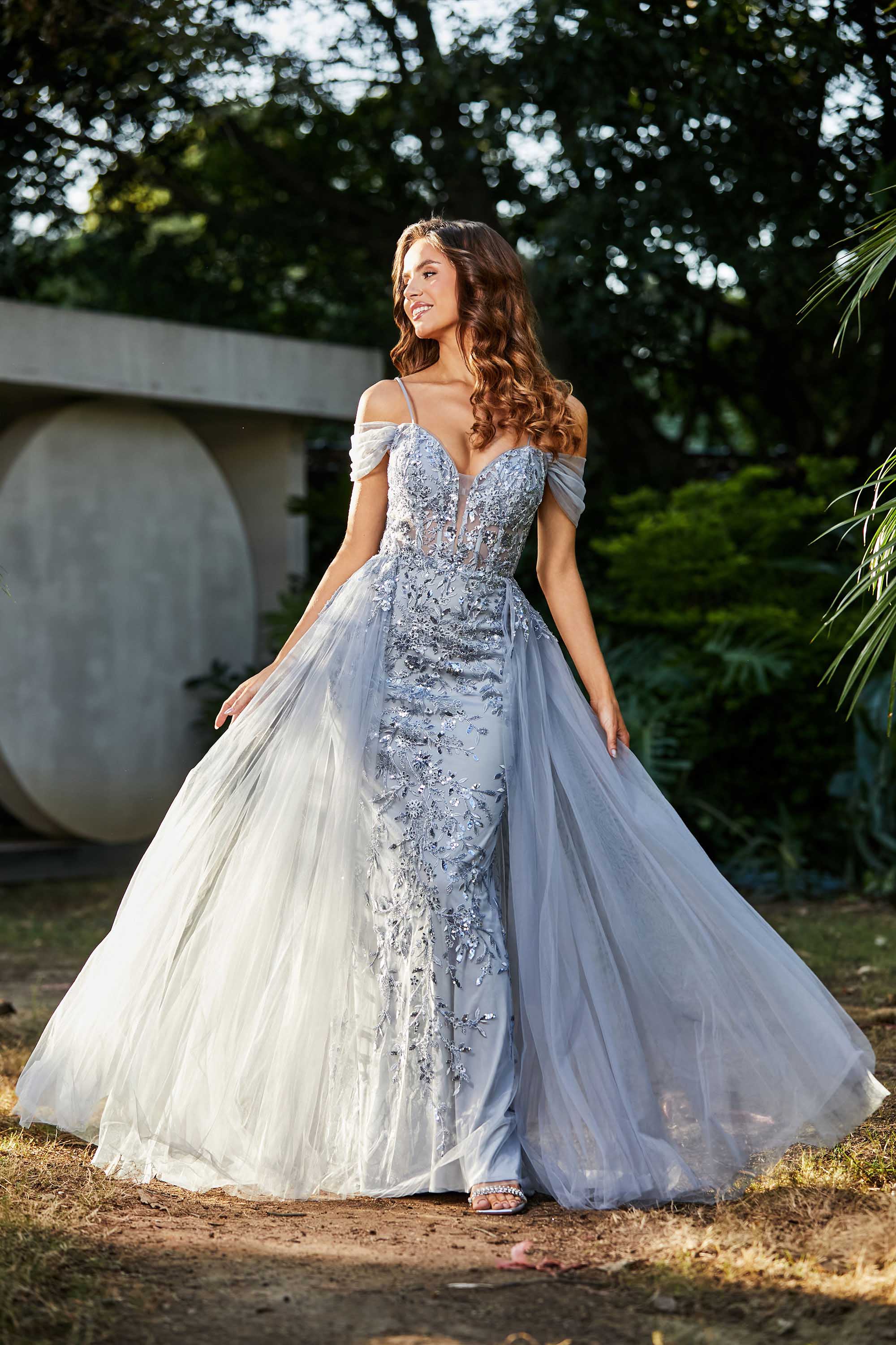A-Linie Perlenapplikation Tüll Formales Abendkleid Abschlussball Partykleider