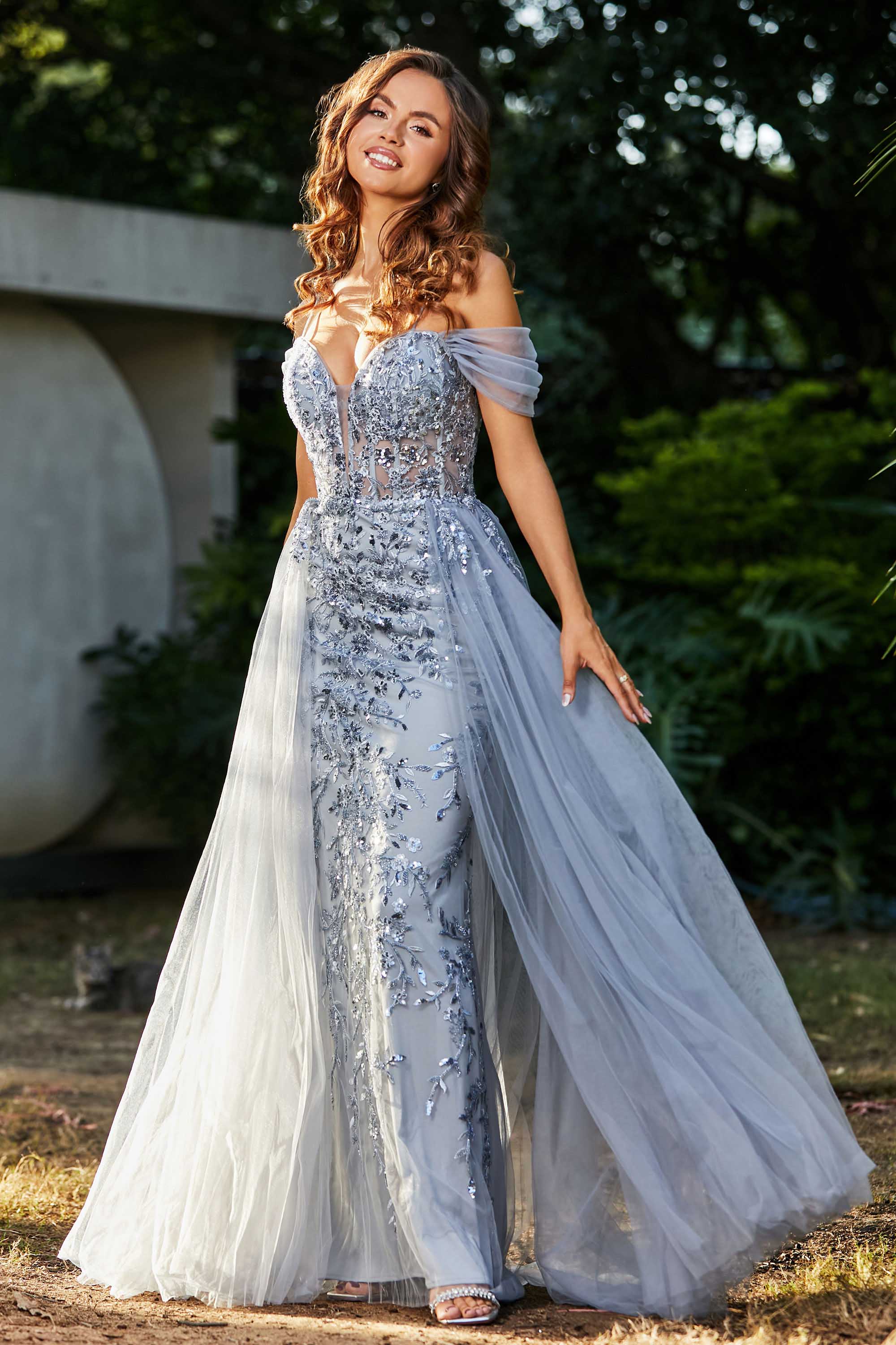 A-Linie Perlenapplikation Tüll Formales Abendkleid Abschlussball Partykleider