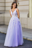 Rückenfrei A-Linie Tüll Ballkleid Formales Abendkleid mit Perlenapplikationen