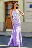 Vestido formal de noche con encaje y apliques de tul en la espalda para fiesta de graduación