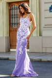 Vestido formal de noche con encaje y apliques de tul en la espalda para fiesta de graduación