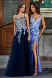 Sweetheart Neck Applique Top Tulle Prom Party Ball Dress Formal Evening Gowns