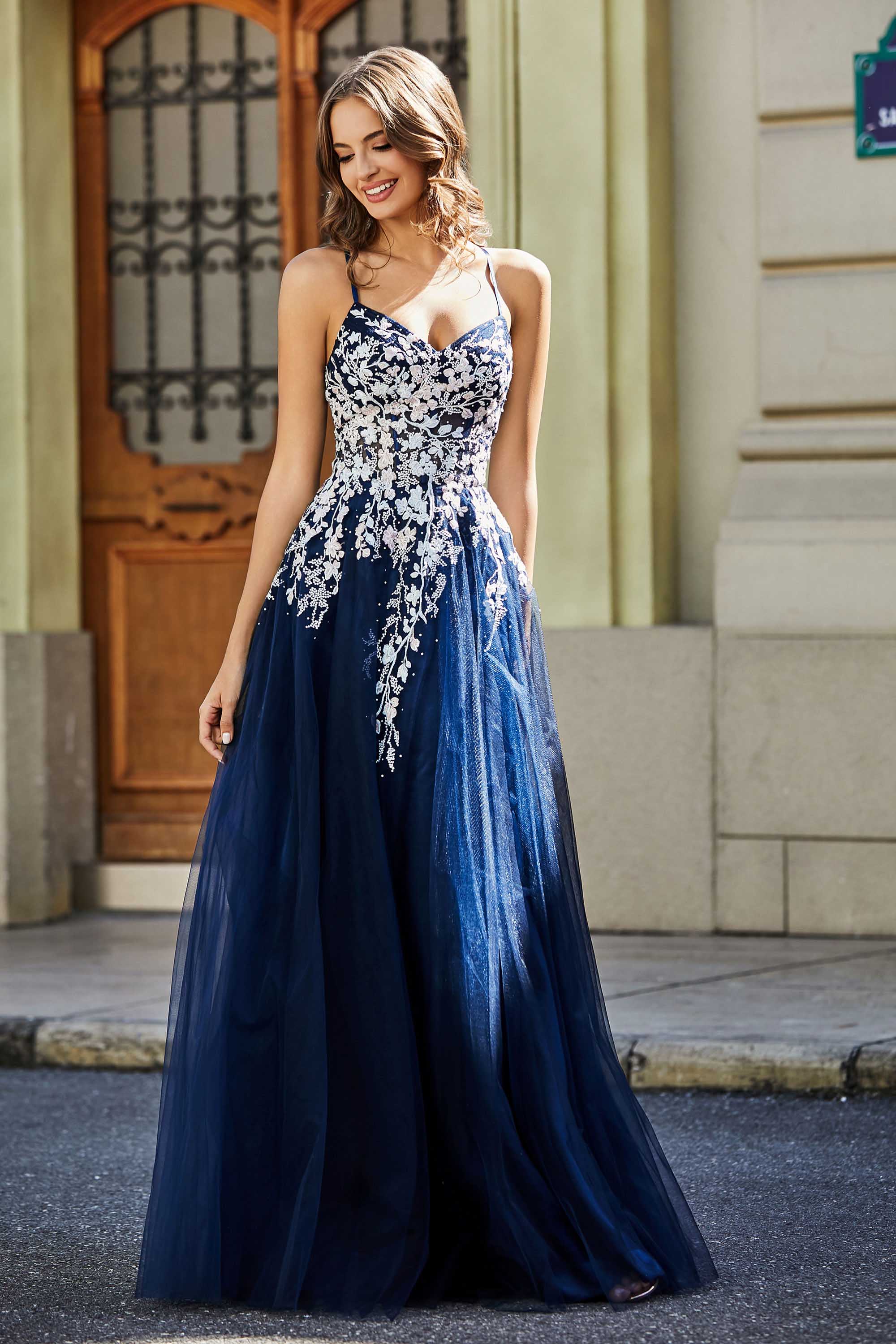 Sweetheart Neck Applique Top Tulle Prom Party Ball Dress Formal Evening Gowns