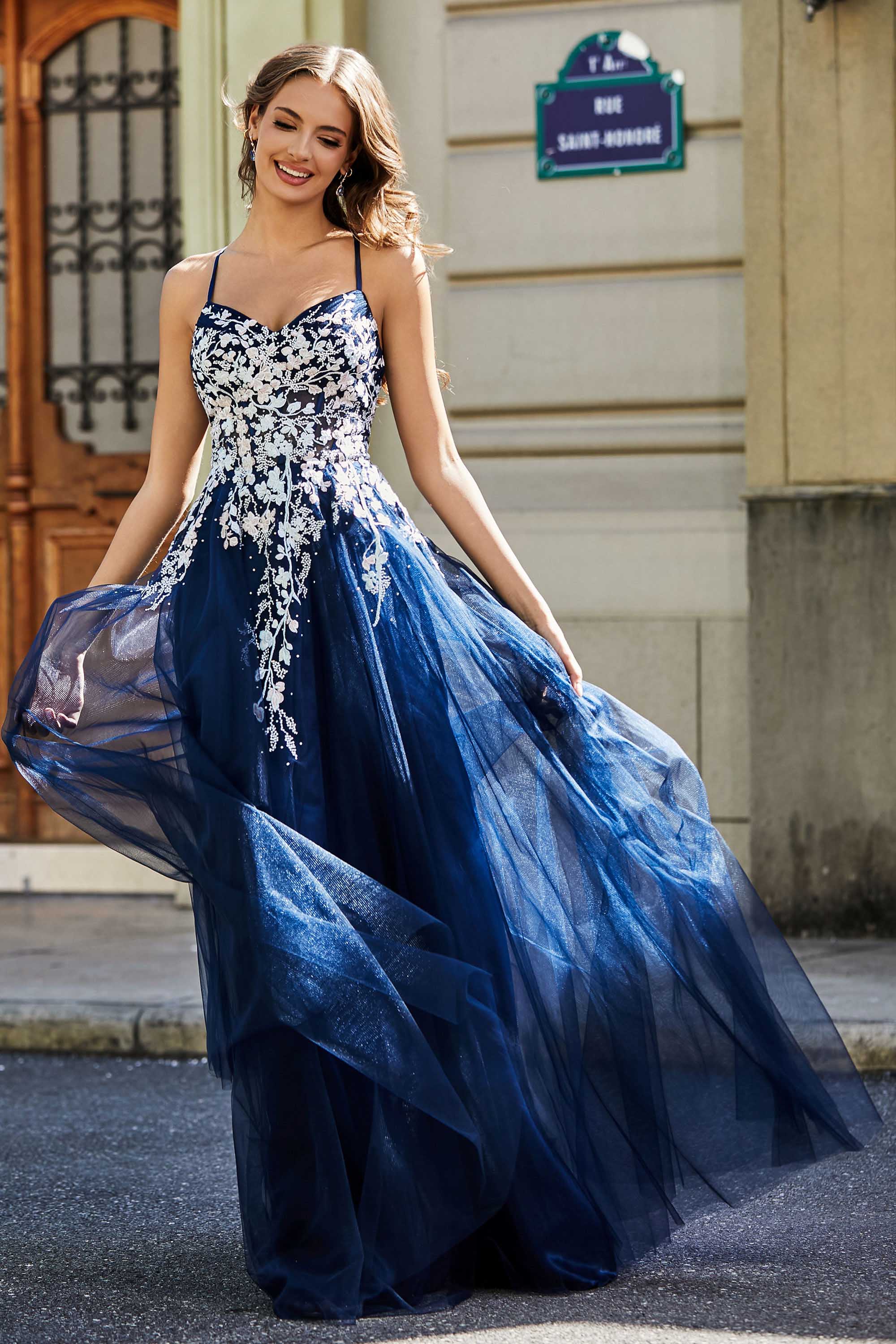 Sweetheart Neck Applique Top Tulle Prom Party Ball Dress Formal Evening Gowns