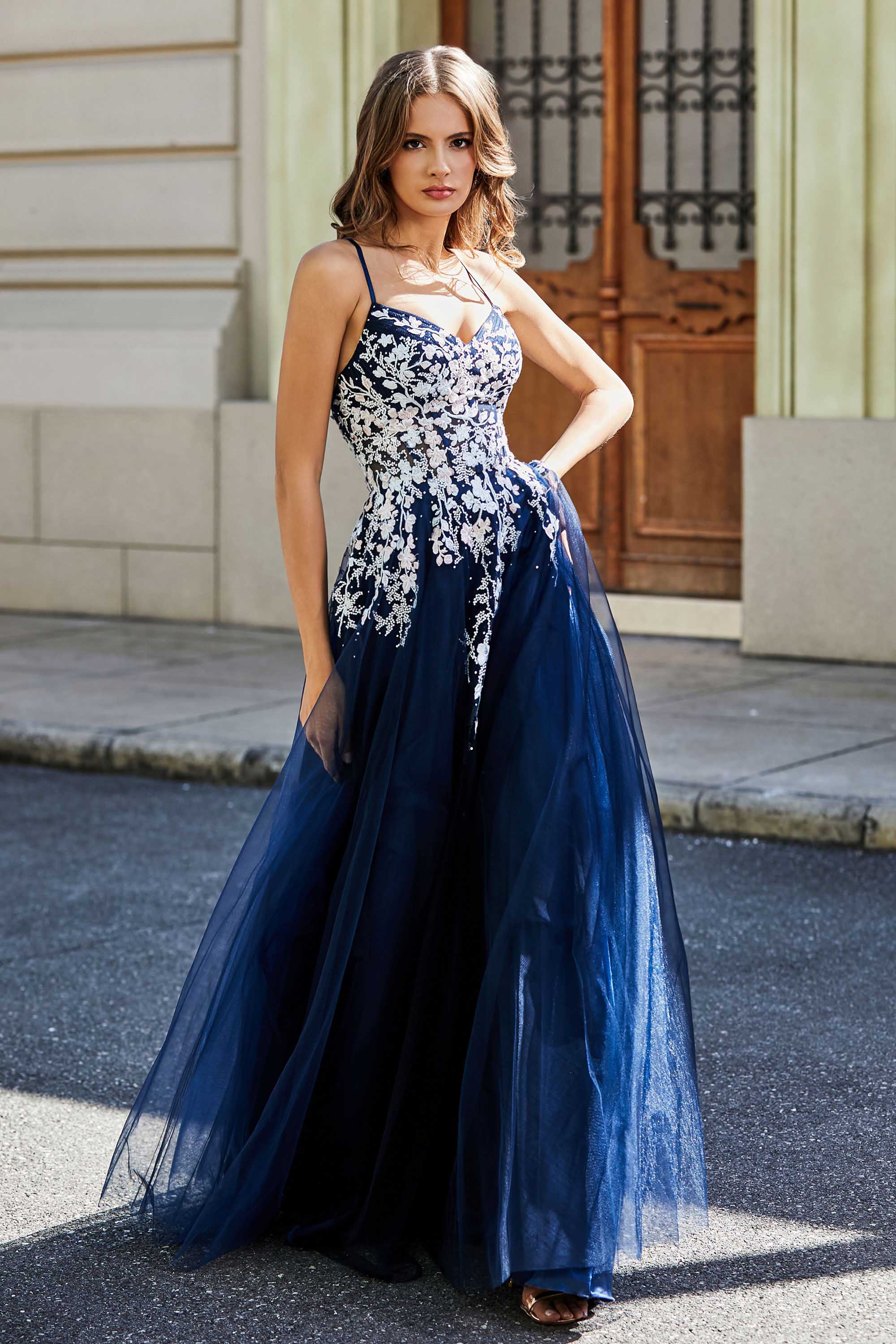 Sweetheart Neck Applique Top Tulle Prom Party Ball Dress Formal Evening Gowns