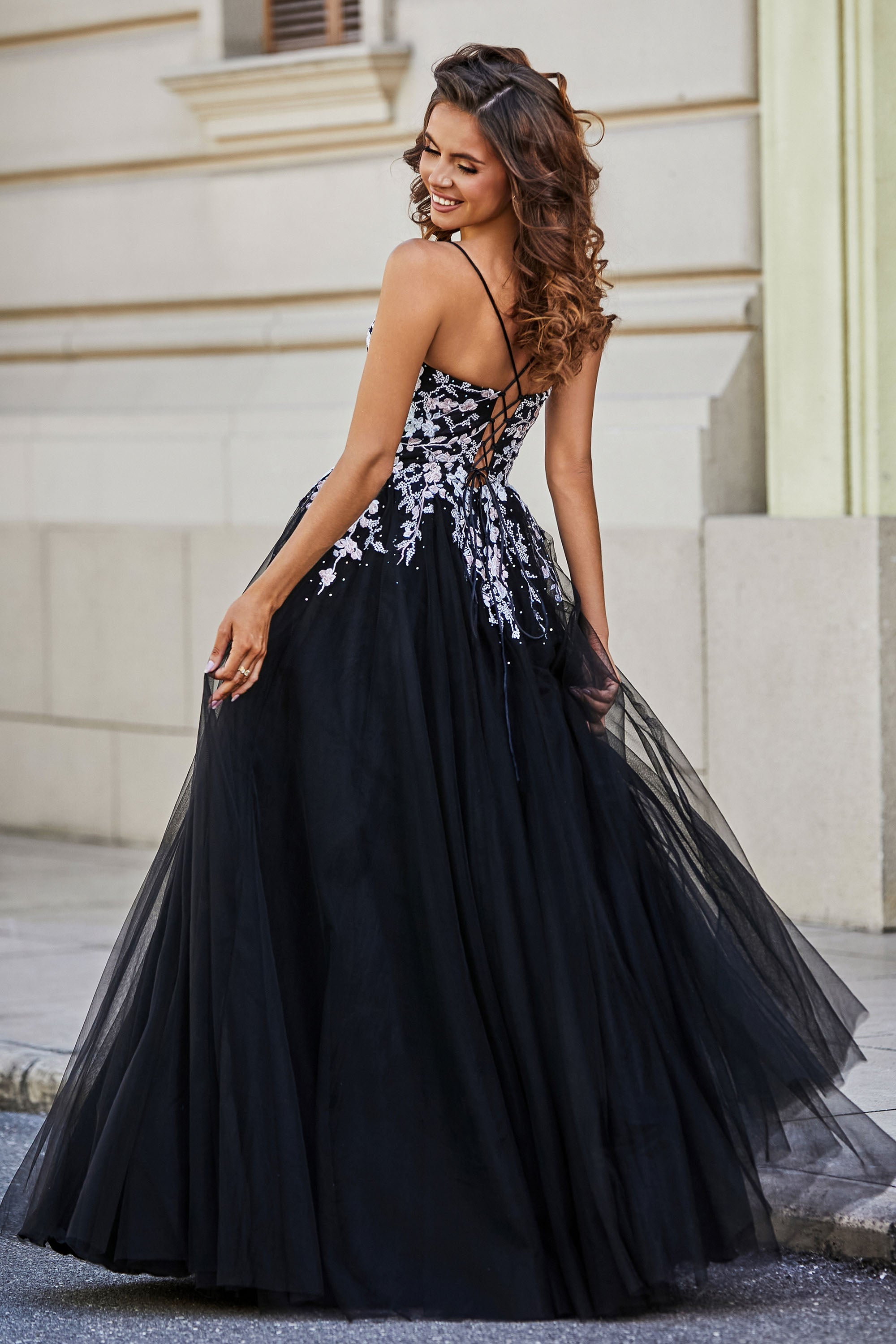 Spitzenapplikation Mieder Tüll Abschlussball Party Ballkleid Formelle Abend Brautkleider