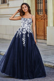 Spitzenapplikation Mieder Tüll Abschlussball Party Ballkleid Formelle Abend Brautkleider