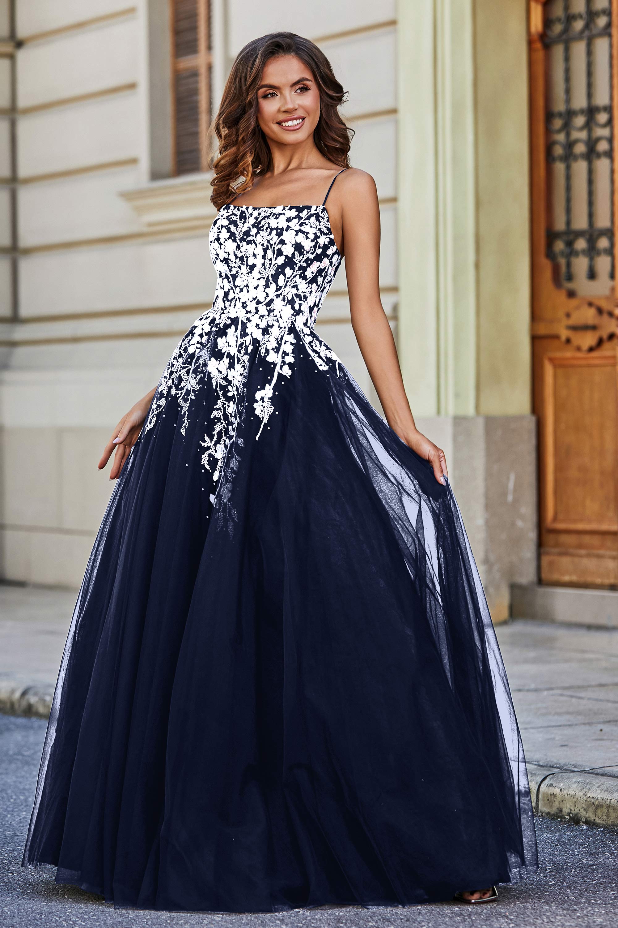 Spitzenapplikation Mieder Tüll Abschlussball Party Ballkleid Formelle Abend Brautkleider