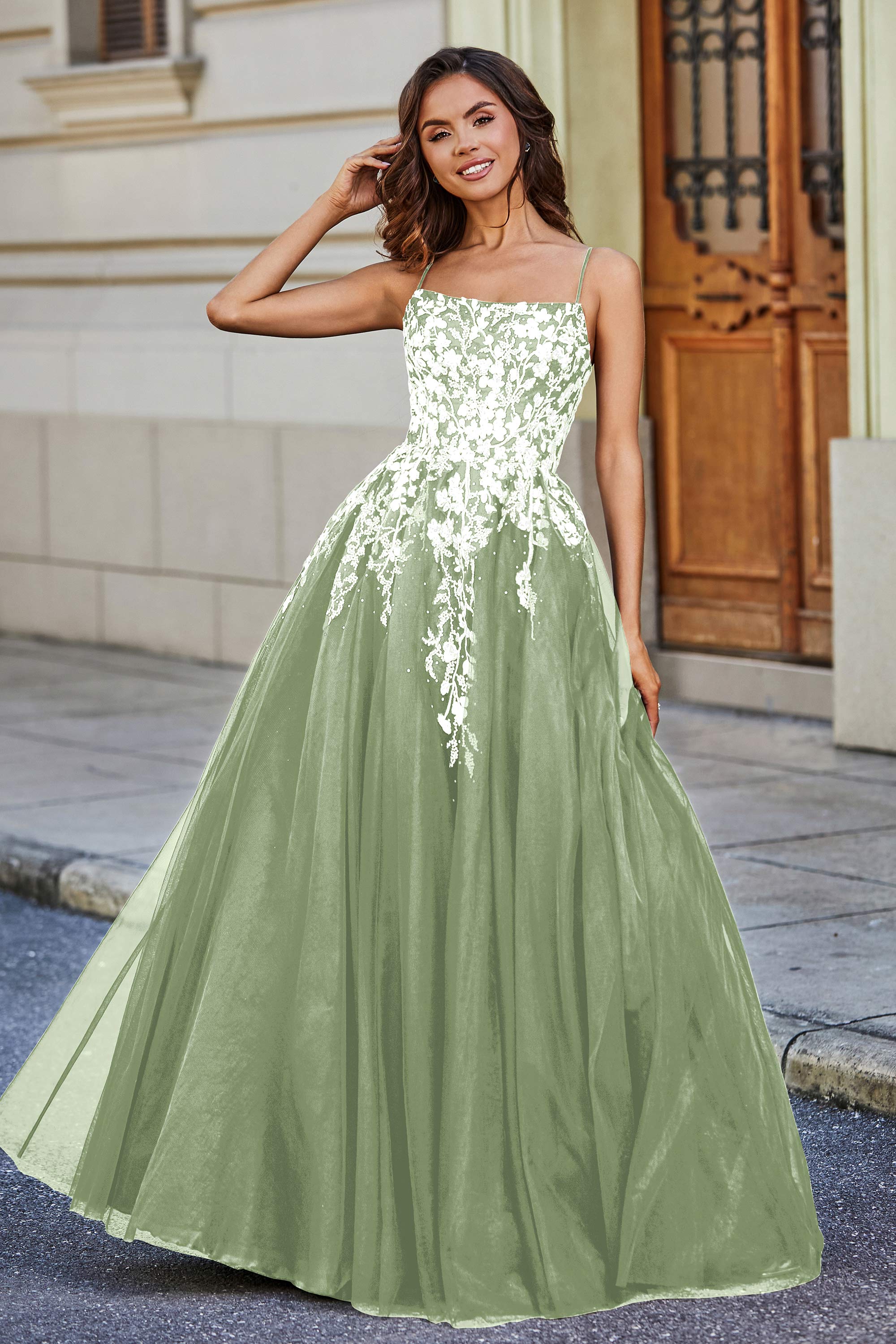 Spitzenapplikation Mieder Tüll Abschlussball Party Ballkleid Formelle Abend Brautkleider