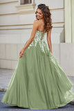 Spitzenapplikation Mieder Tüll Abschlussball Party Ballkleid Formelle Abend Brautkleider