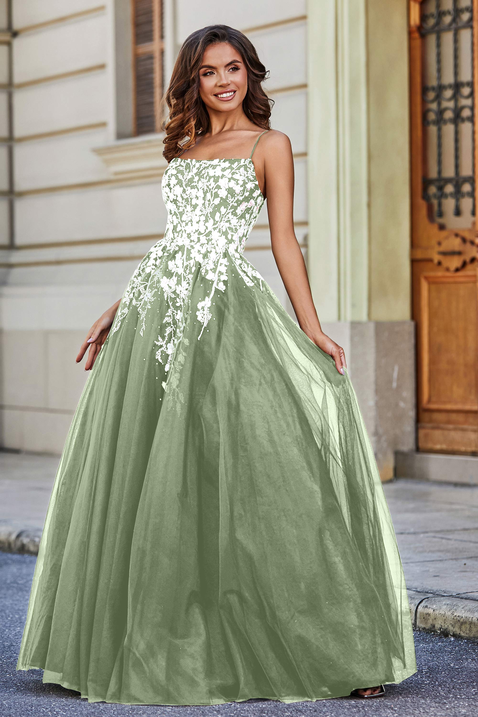 Spitzenapplikation Mieder Tüll Abschlussball Party Ballkleid Formelle Abend Brautkleider