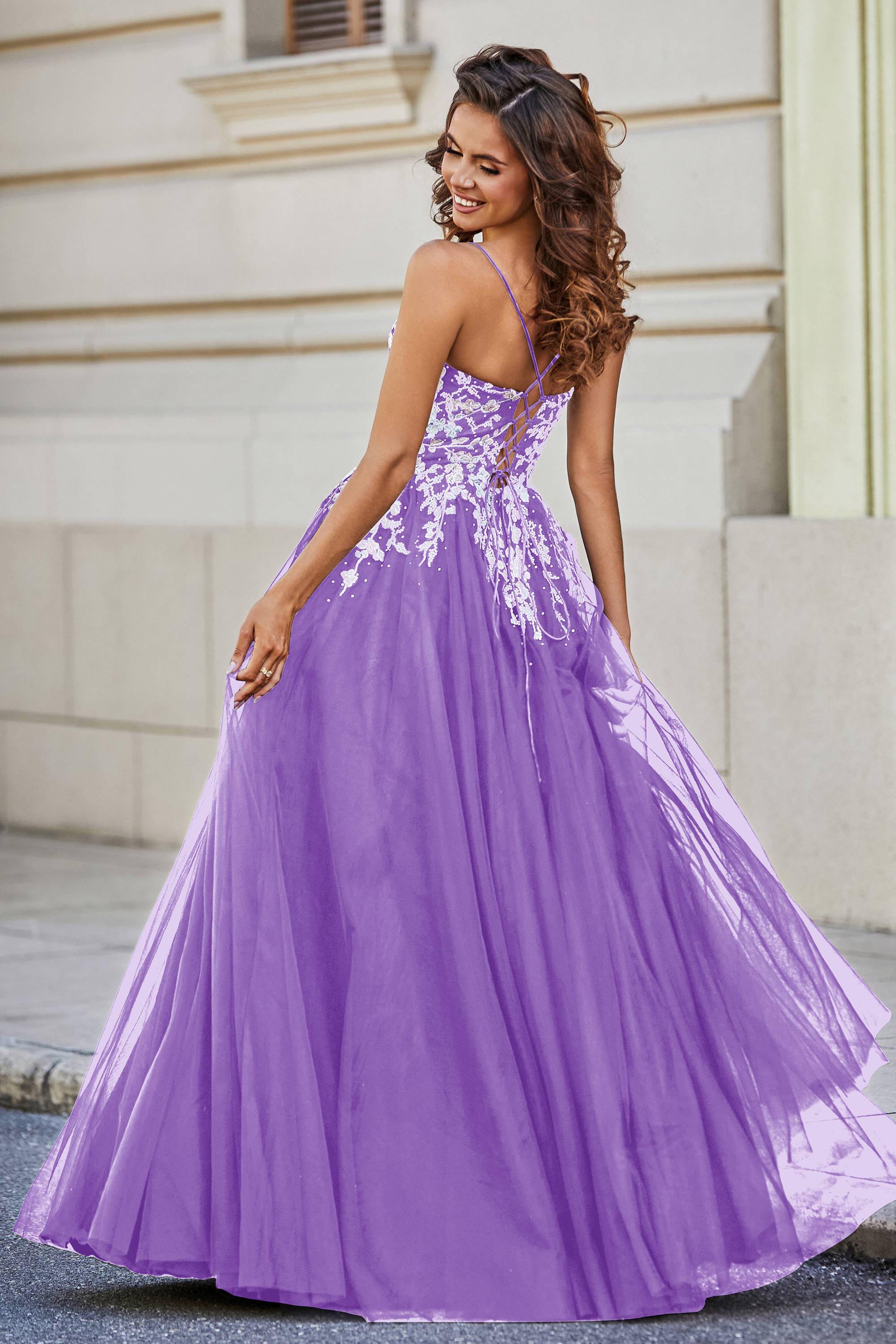 Spitzenapplikation Mieder Tüll Abschlussball Party Ballkleid Formelle Abend Brautkleider