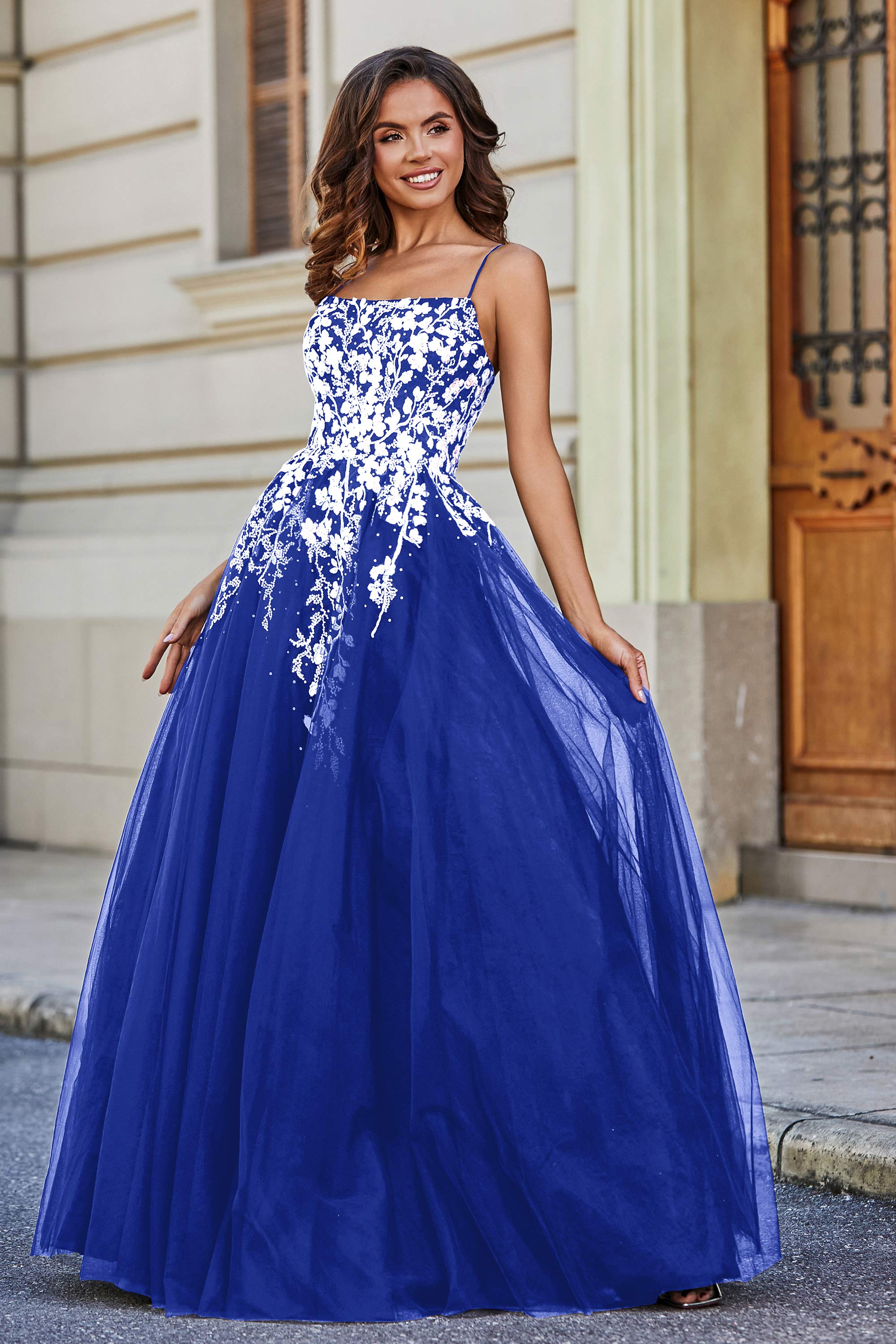 Spitzenapplikation Mieder Tüll Abschlussball Party Ballkleid Formelle Abend Brautkleider