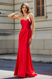 Lace Up Back Fitted Strapless Satin Mermaid Formal Evening Gown Prom Party Dress
